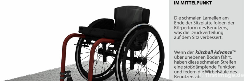 3D Illustration des K�schall advance Rollstuhls