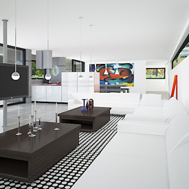 3D Darstellung eines Wohnzimmers Interior