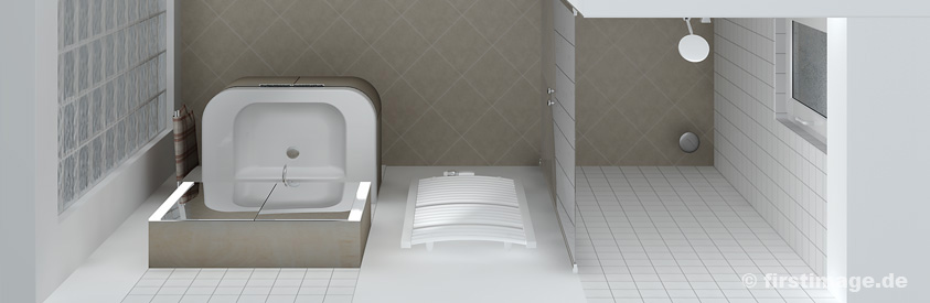 3D Grundrissplan eines Badezimmers