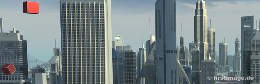 3D Stadtansicht mit Wolkenkratzern